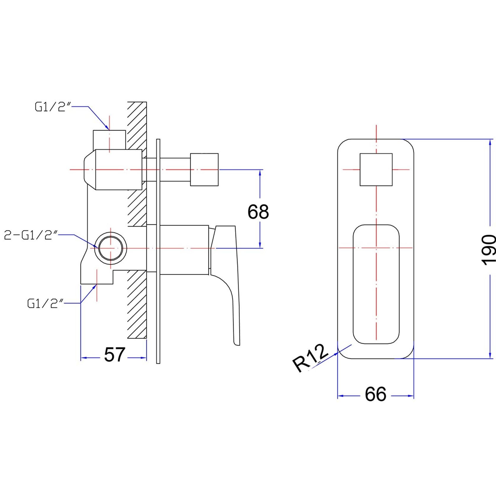 Unika Modena Wall Shower Mixer with Diverter gallery detail image