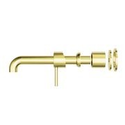 Zen SS316L Wall Basin/Bath Mixer Separate Back Plate 230mm Spout Trim Kits | Brushed Gold gallery detail image