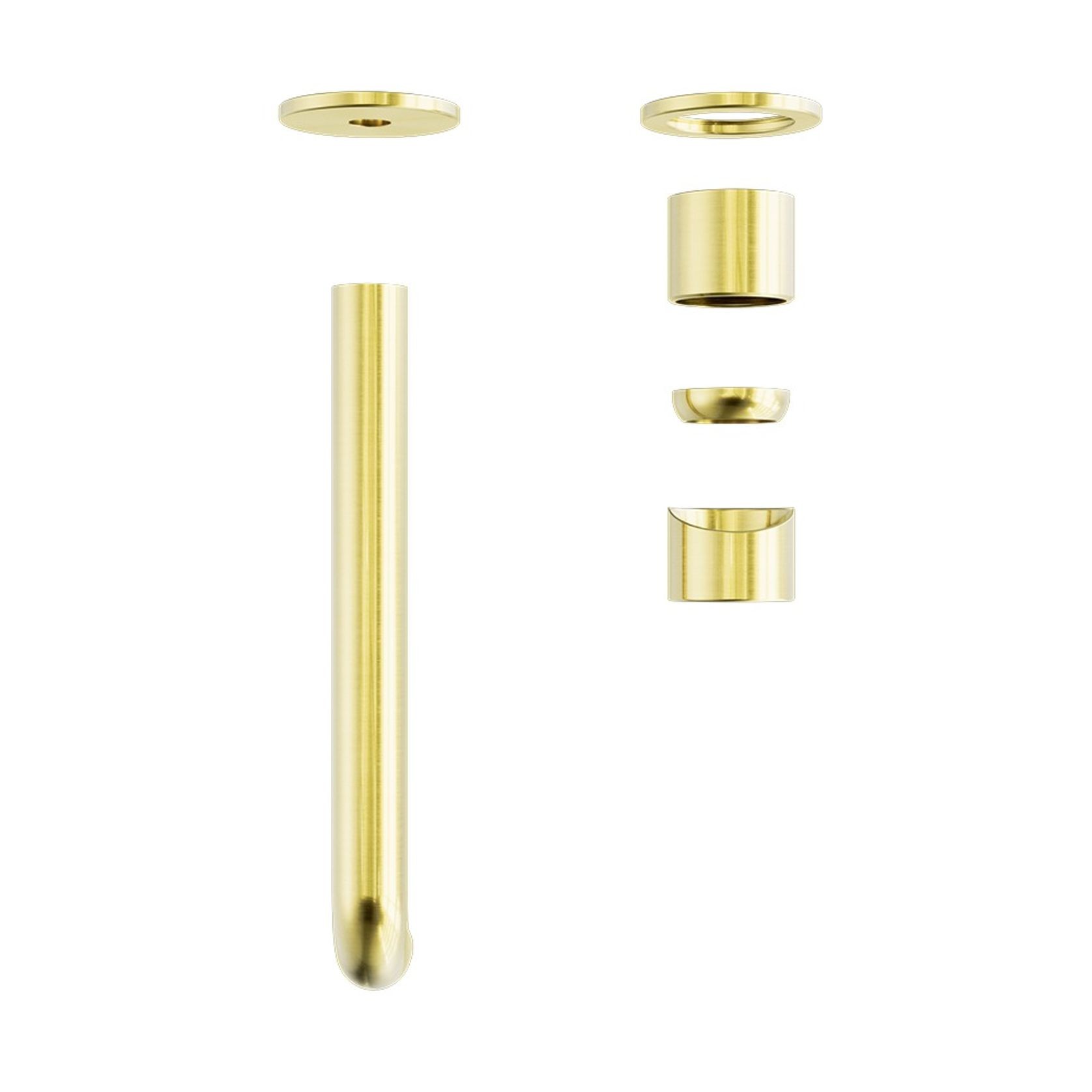 Zen SS316L Wall Basin/Bath Mixer Separate Back Plate 230mm Spout Trim Kits | Brushed Gold gallery detail image