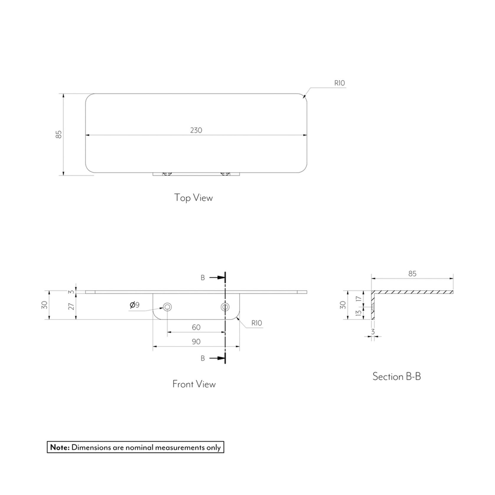 Vaada Shower Shelf 230mm - Brushed Gunmetal gallery detail image