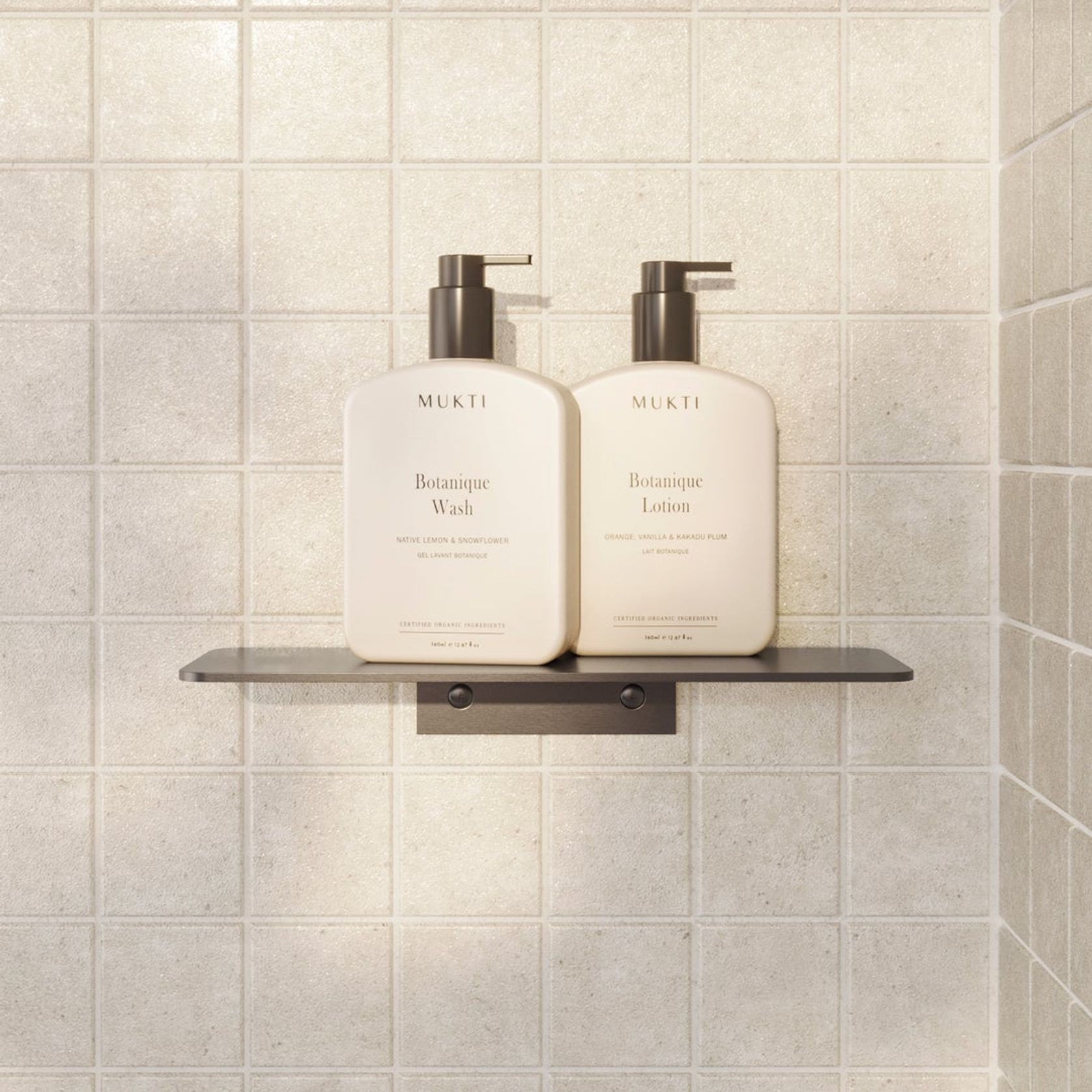Vaada Shower Shelf 230mm - Brushed Gunmetal gallery detail image
