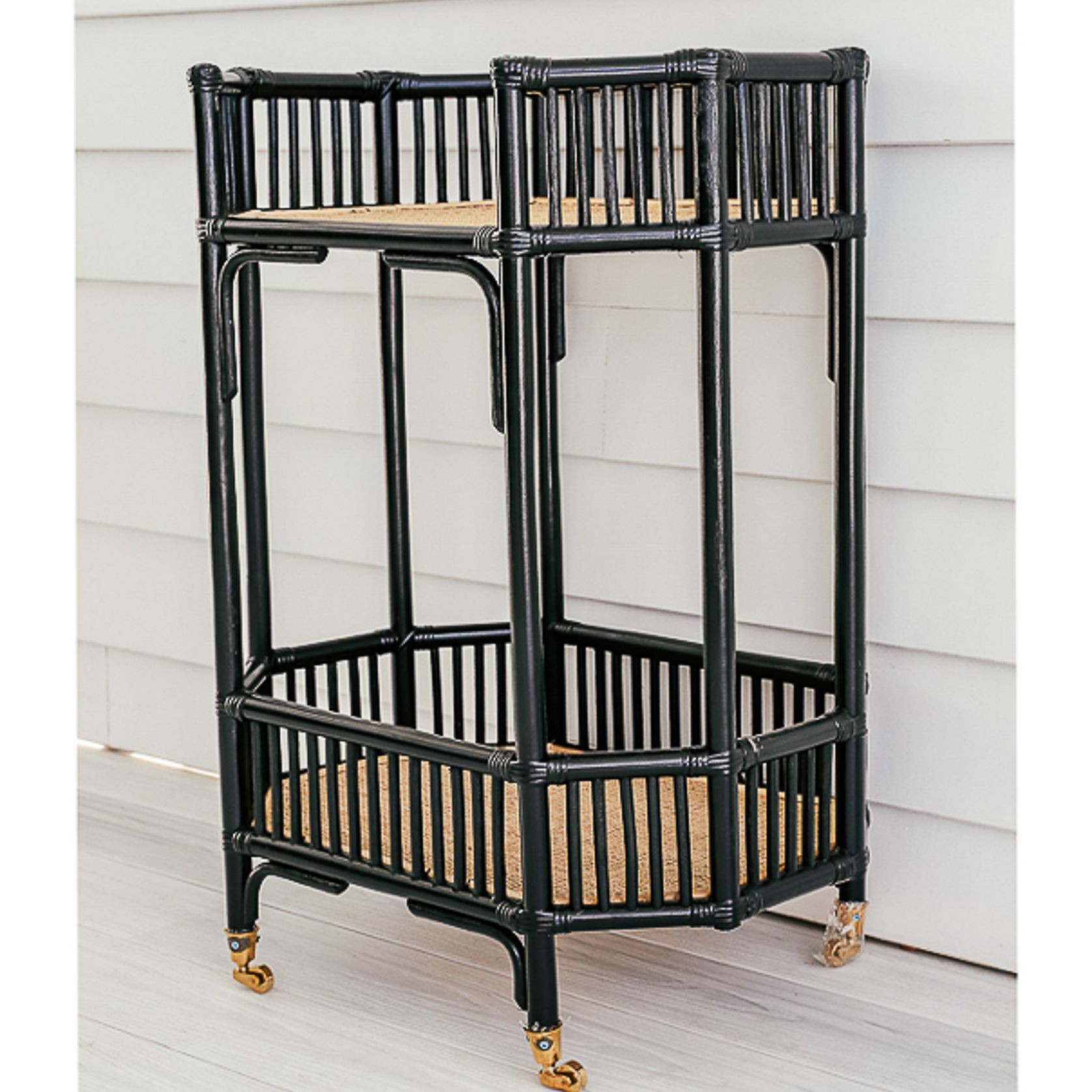 Oval Rattan Bar Cart – Black gallery detail image