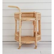 Oval Rattan Bar Cart & Cocktail Trolley gallery detail image