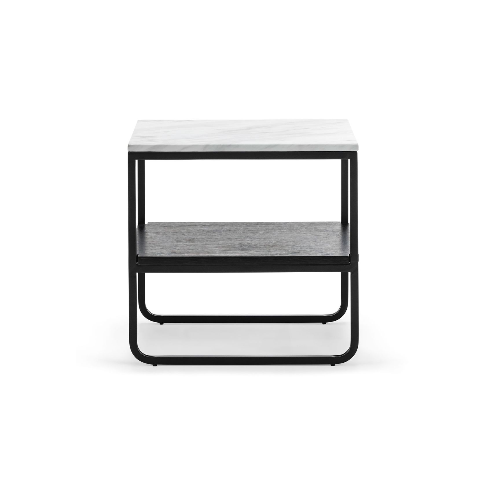 Estoria White Marble Square Shelf Side Table | Black gallery detail image