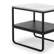 Estoria White Marble Square Shelf Side Table | Black gallery detail image