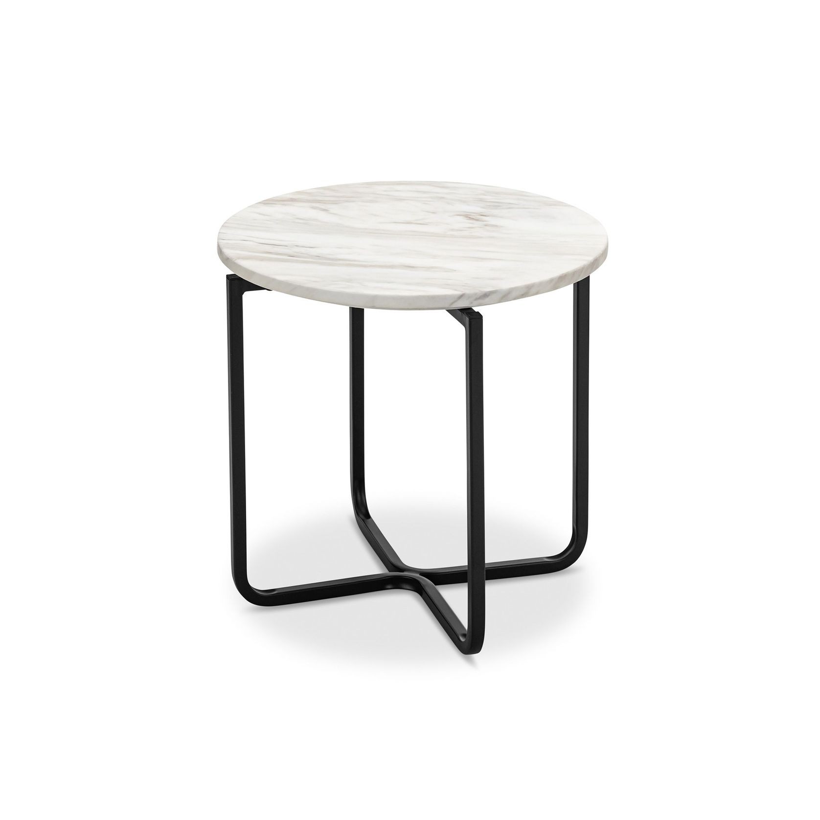 Clarina Ivory Marble Round Side Table | Black gallery detail image