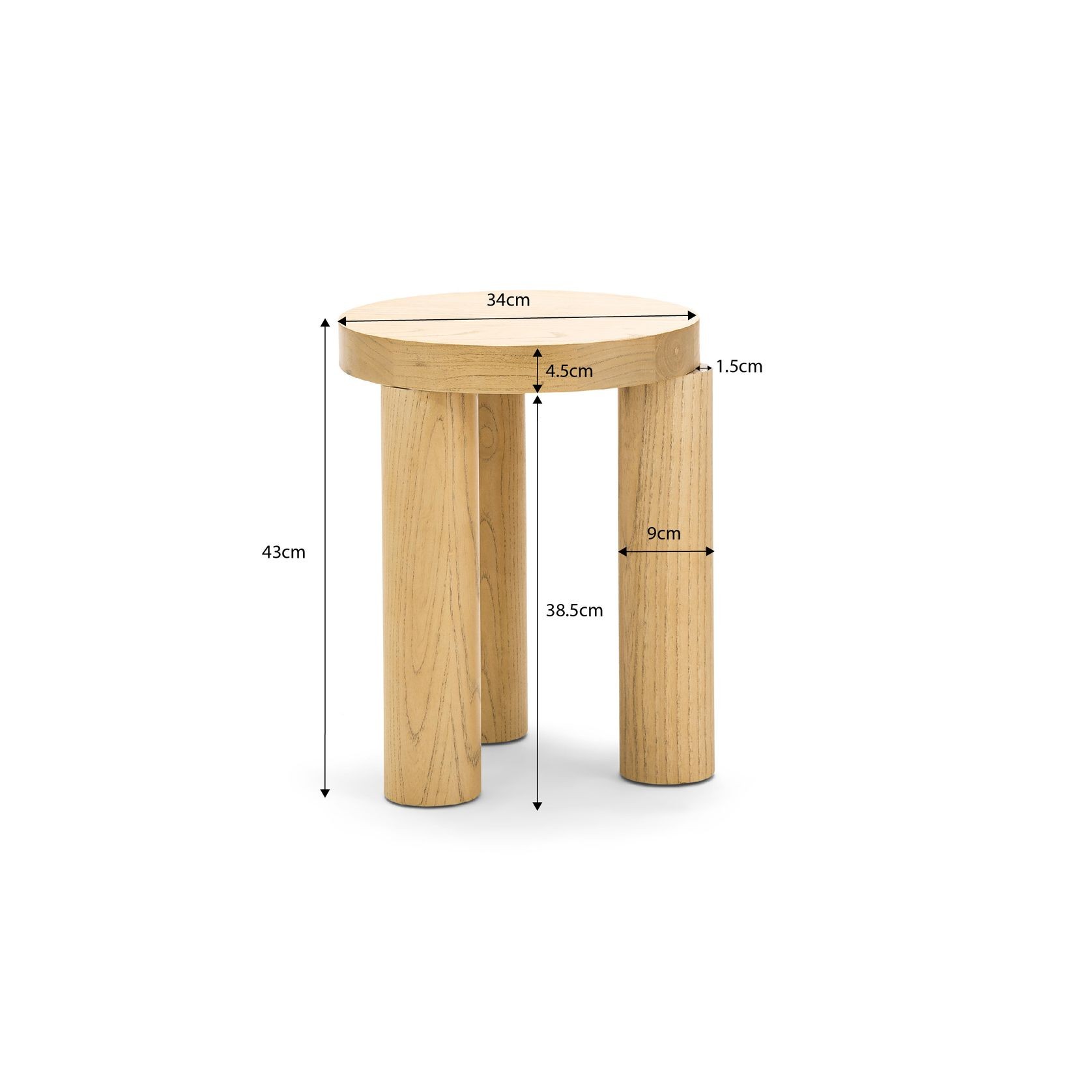 Nomad Round Solid Oak Side Table Stool | Natural gallery detail image