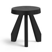 Bel Round Solid Oak Table Stool | Black gallery detail image