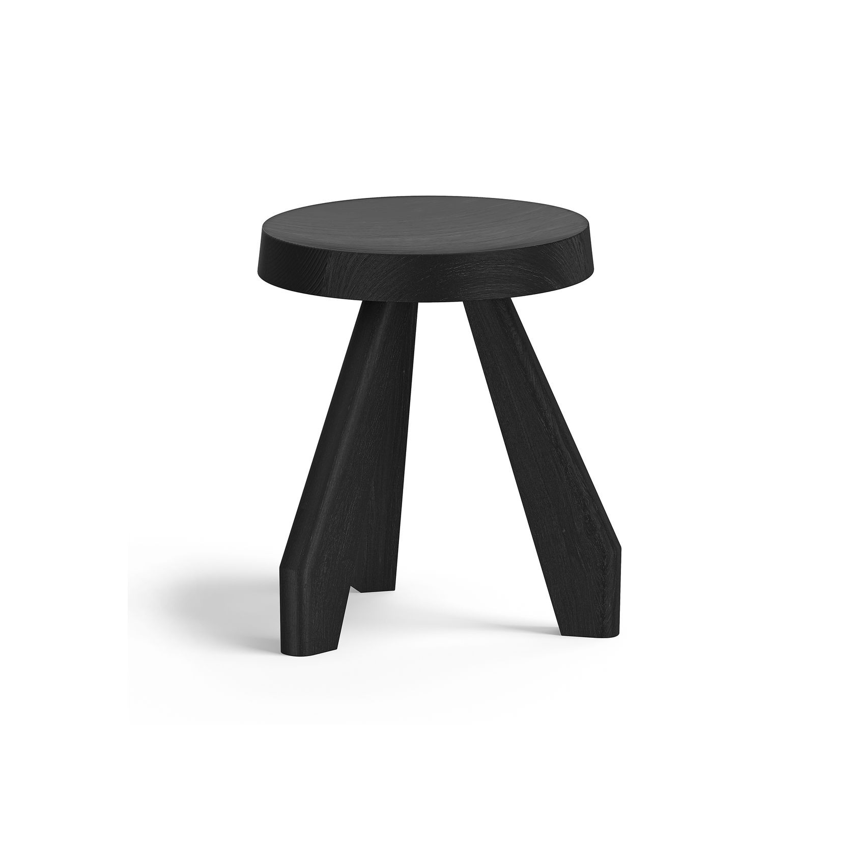 Bel Round Solid Oak Table Stool | Black gallery detail image