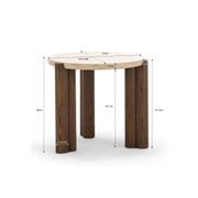 Amaya 55cm Travertine Round Side Table | Cream & Brown Oak gallery detail image