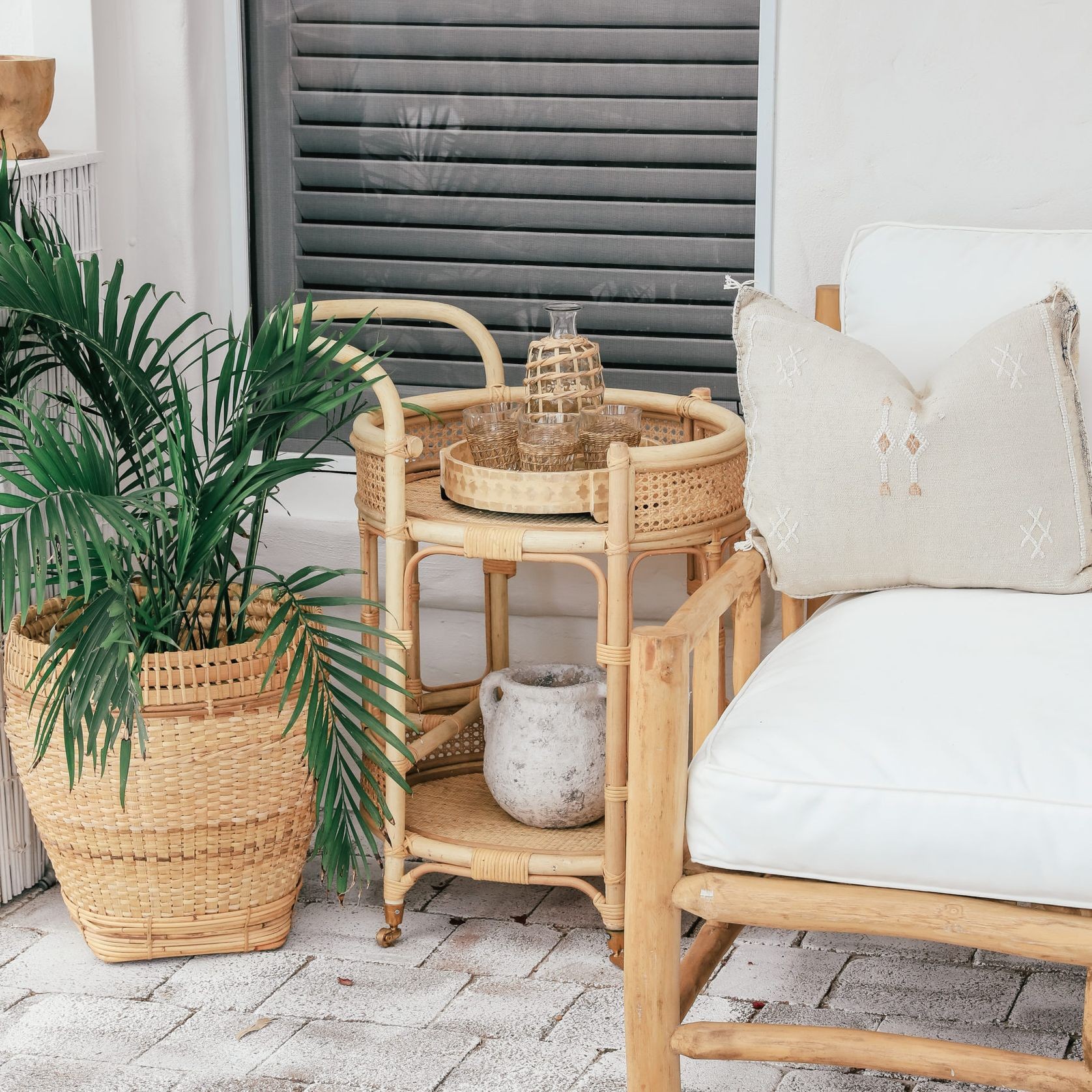 Oval Rattan Bar Cart & Cocktail Trolley gallery detail image