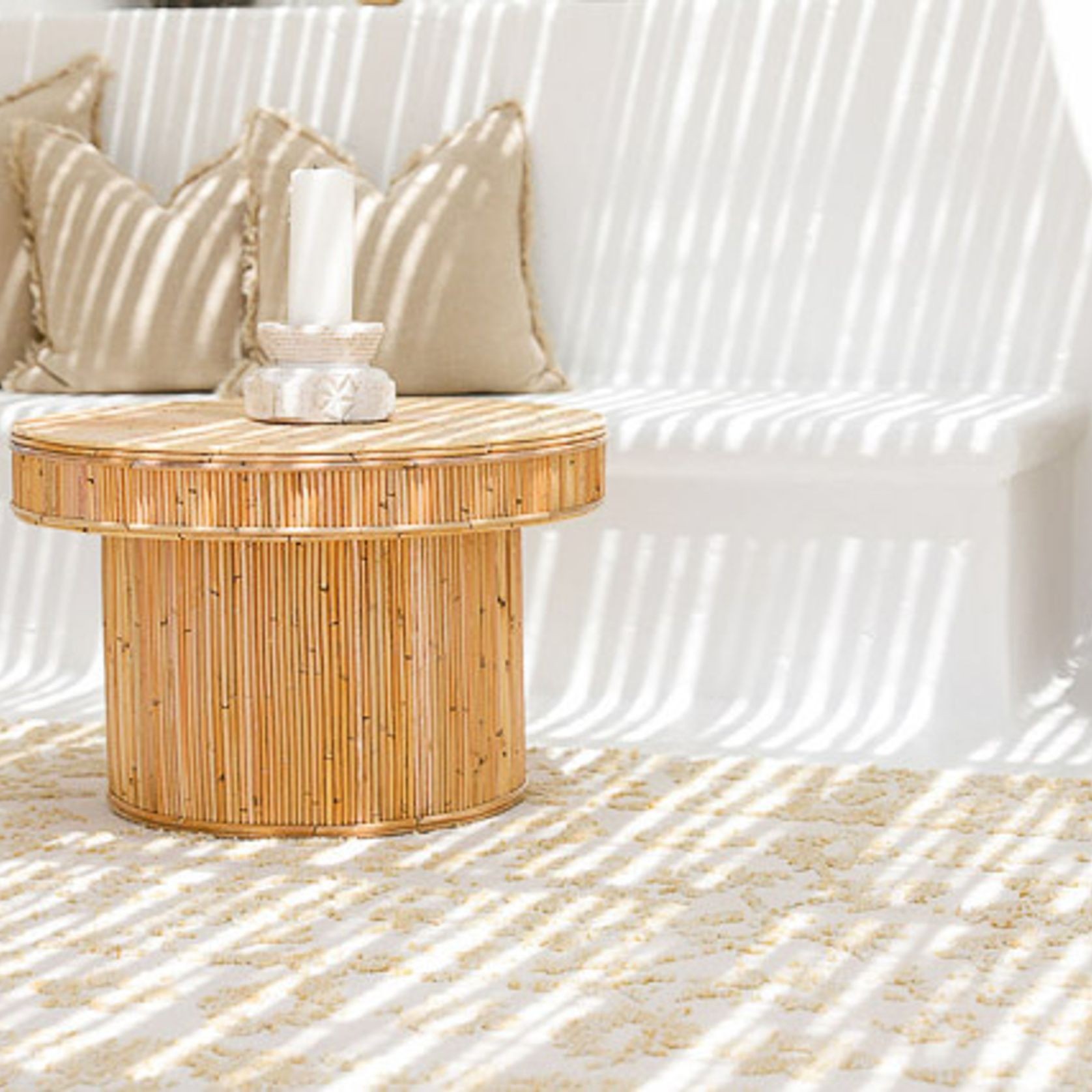 Nobu Rattan Reed Side Table 70cm gallery detail image