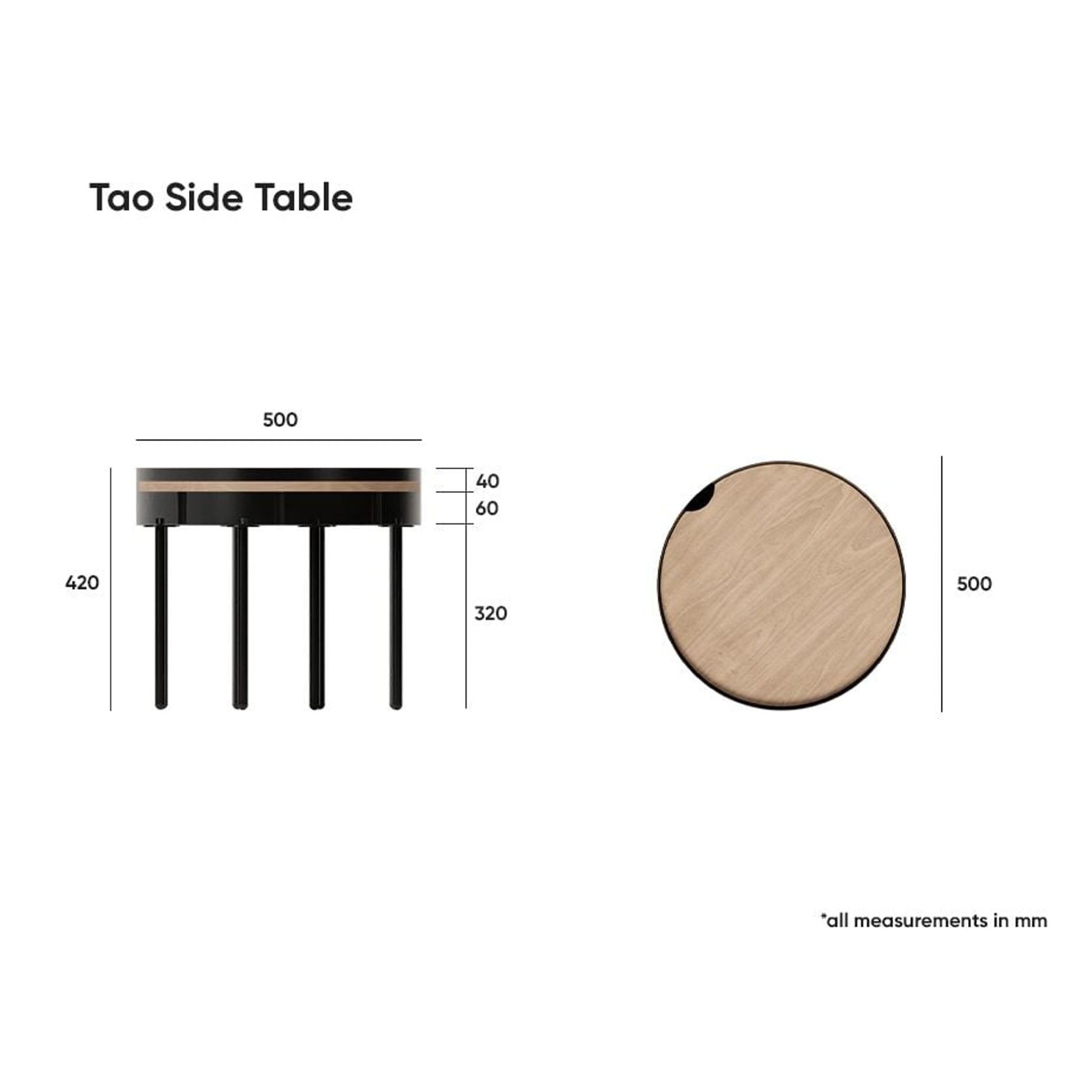 Tao Table - Small - Black gallery detail image