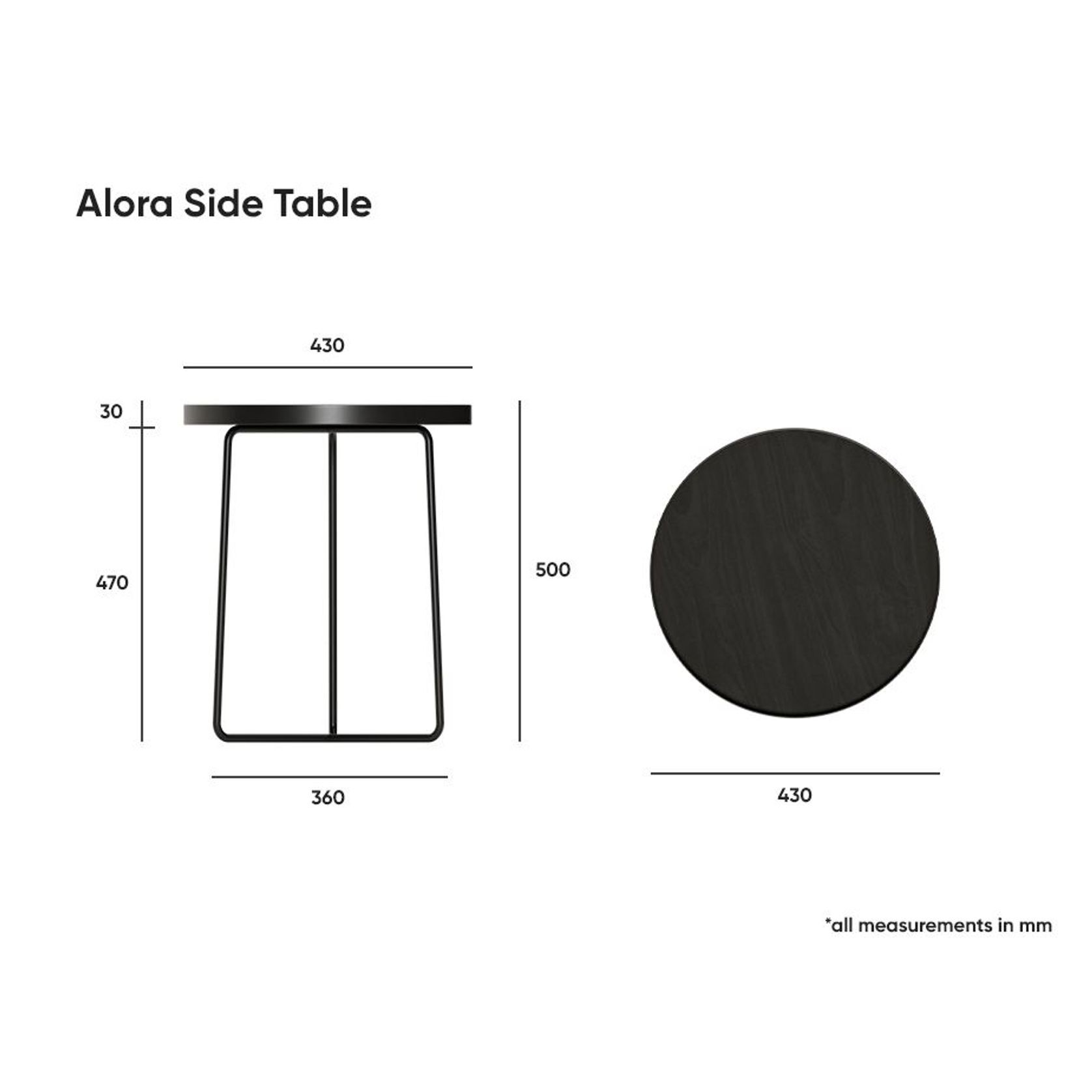 Alora Side Table Black gallery detail image