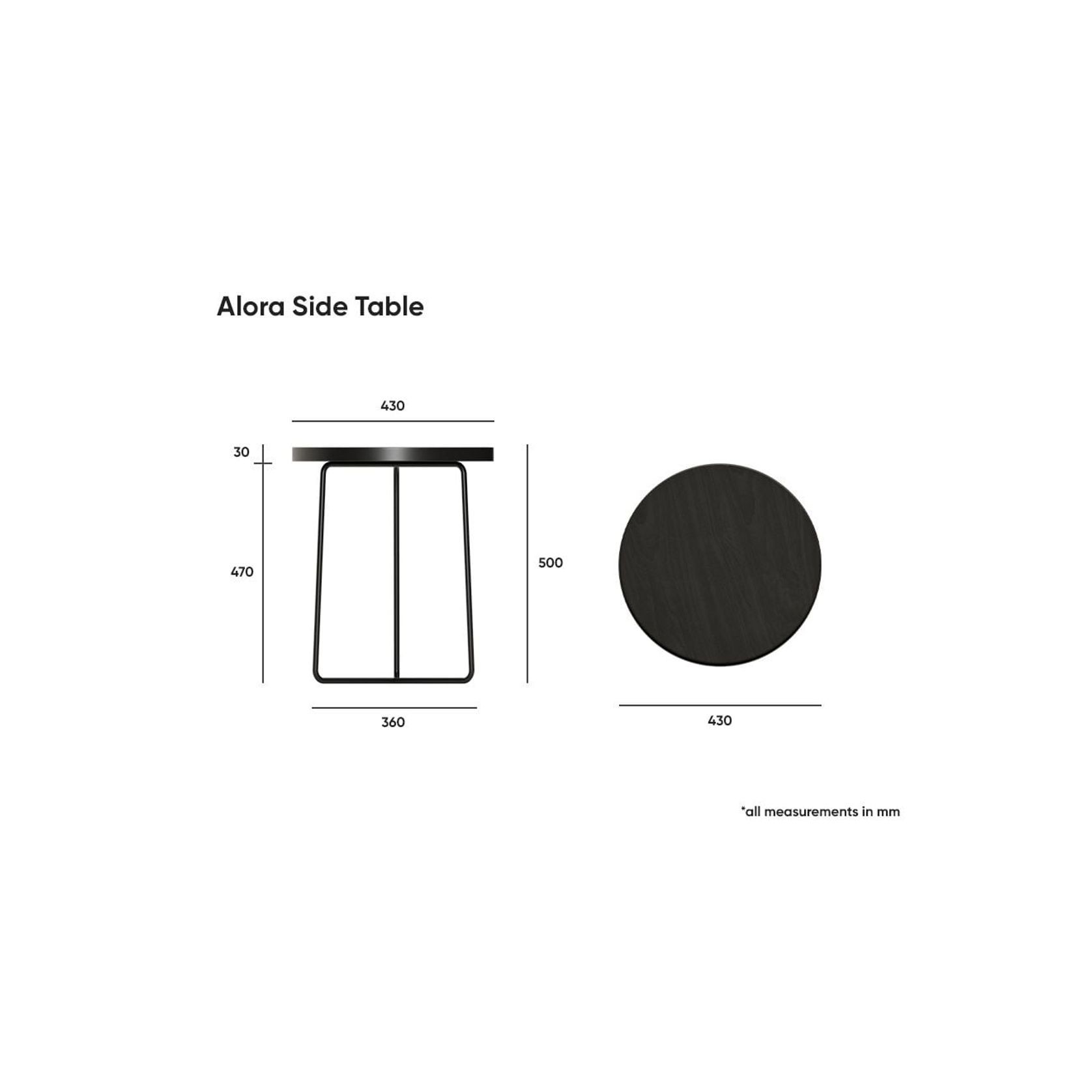 Alora Side Table - Black - Black gallery detail image