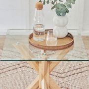 Bella Glass Lamp Table | Natural Hardwood Frame gallery detail image
