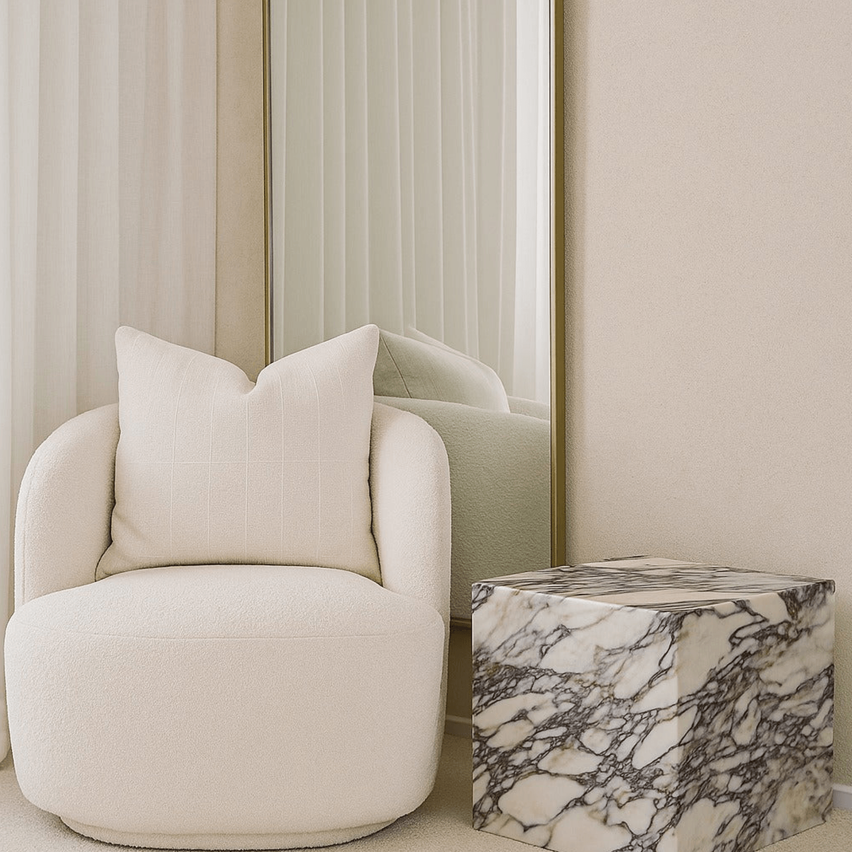 Cube Side Table - Viola Calacatta Marble | Natural Stone Co. gallery detail image