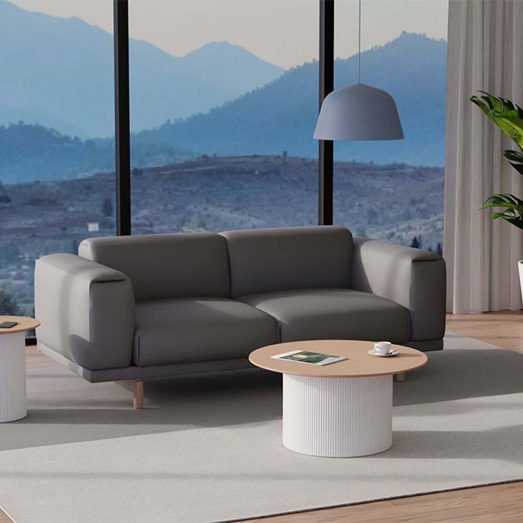 Mimi Side Table - White - Natural gallery detail image