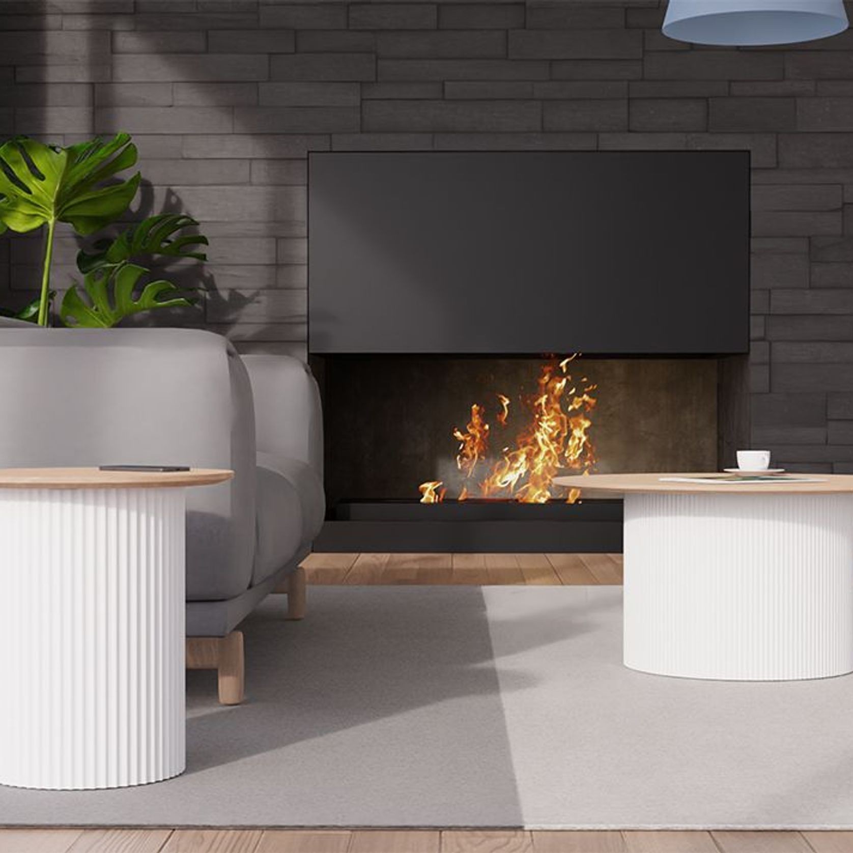 Mimi Side Table - White - Natural gallery detail image