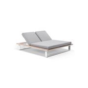 Balmoral White Double Sunlounge & Square Table - Grey gallery detail image