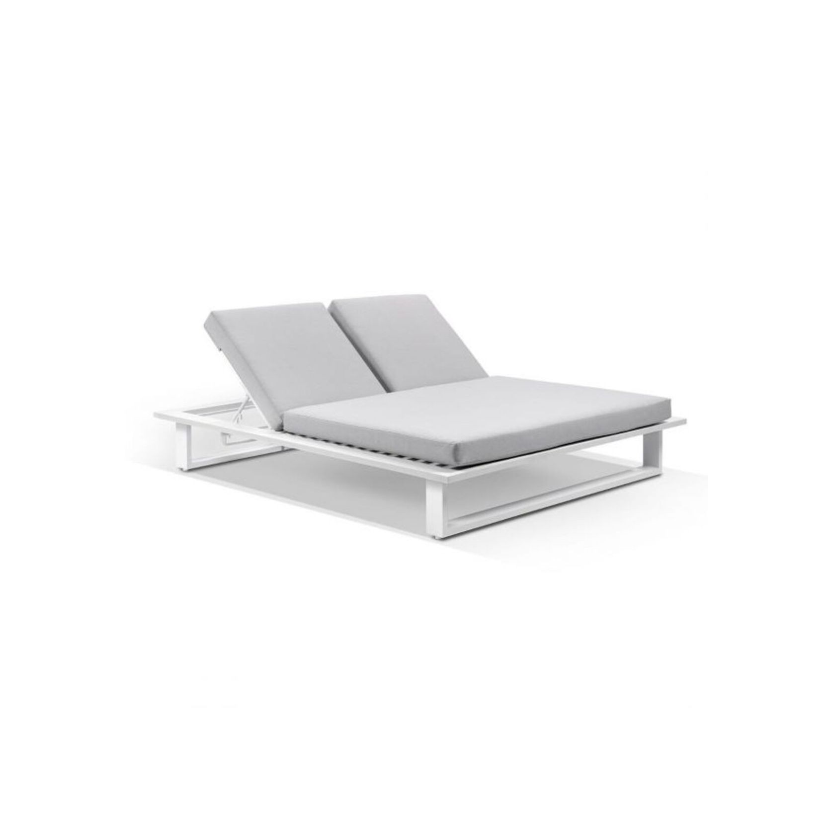 Arcadia White Grey Double Sunlounge & Square Side Table gallery detail image