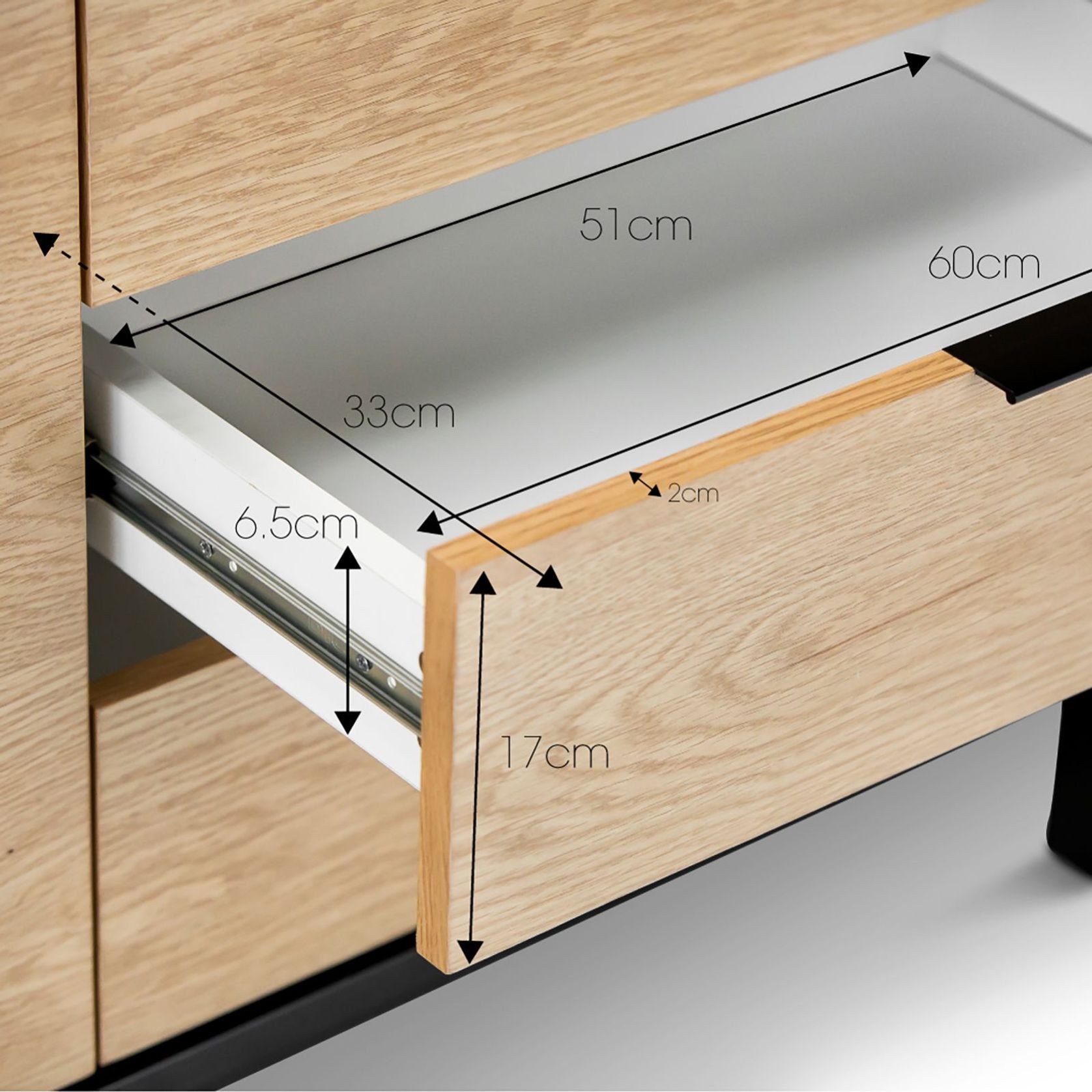 Macy Oak Sideboard Buffet | Natural & Black gallery detail image