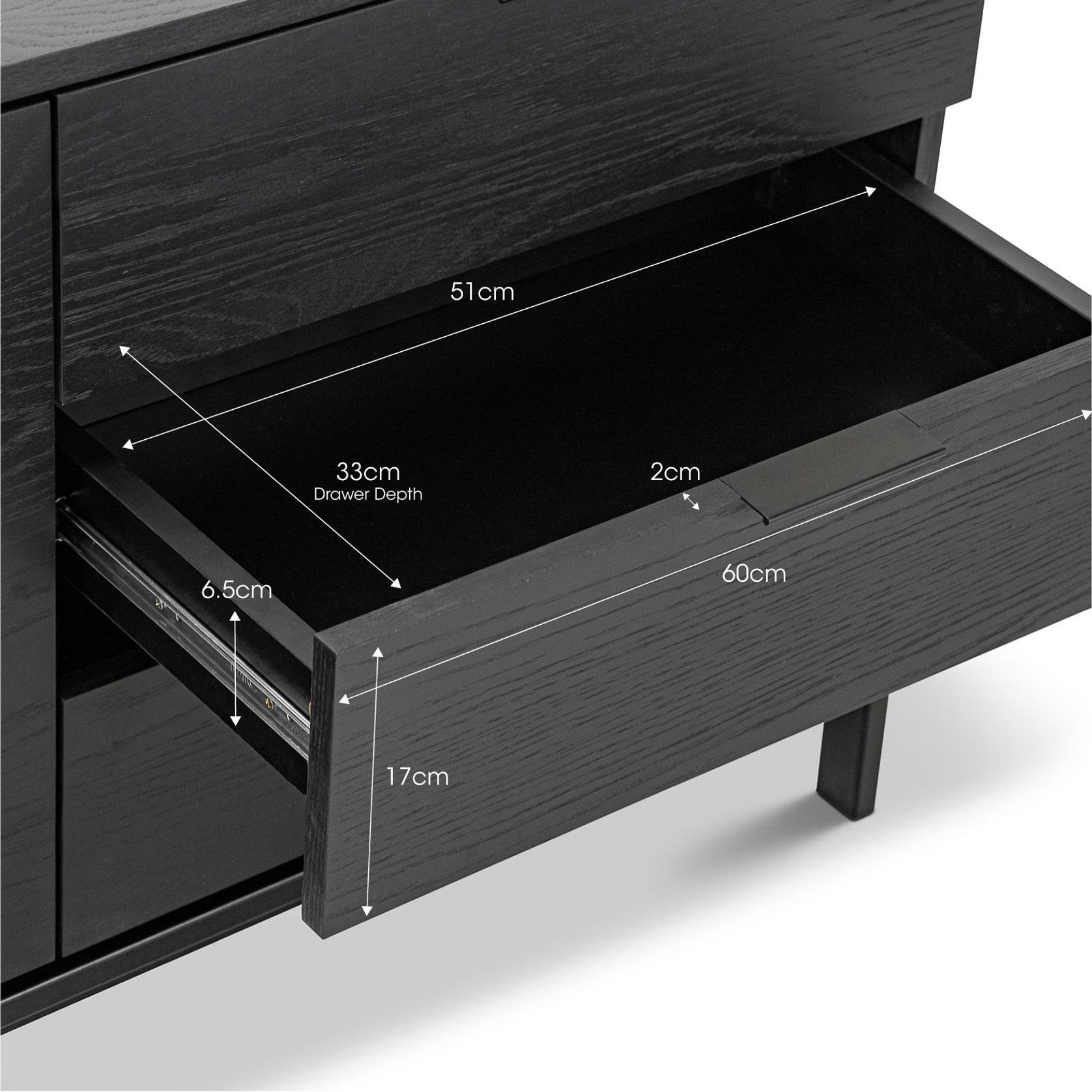 Macy Oak Sideboard Buffet | Black gallery detail image