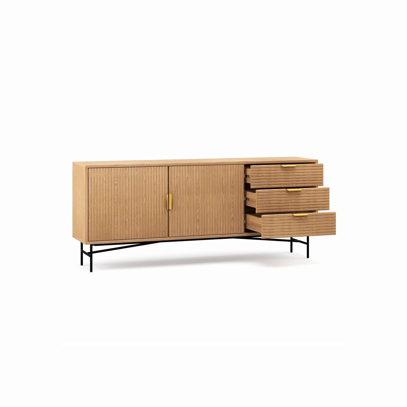 Kina Ripple Slatted Sideboard | 180cm | Natural Oak gallery detail image
