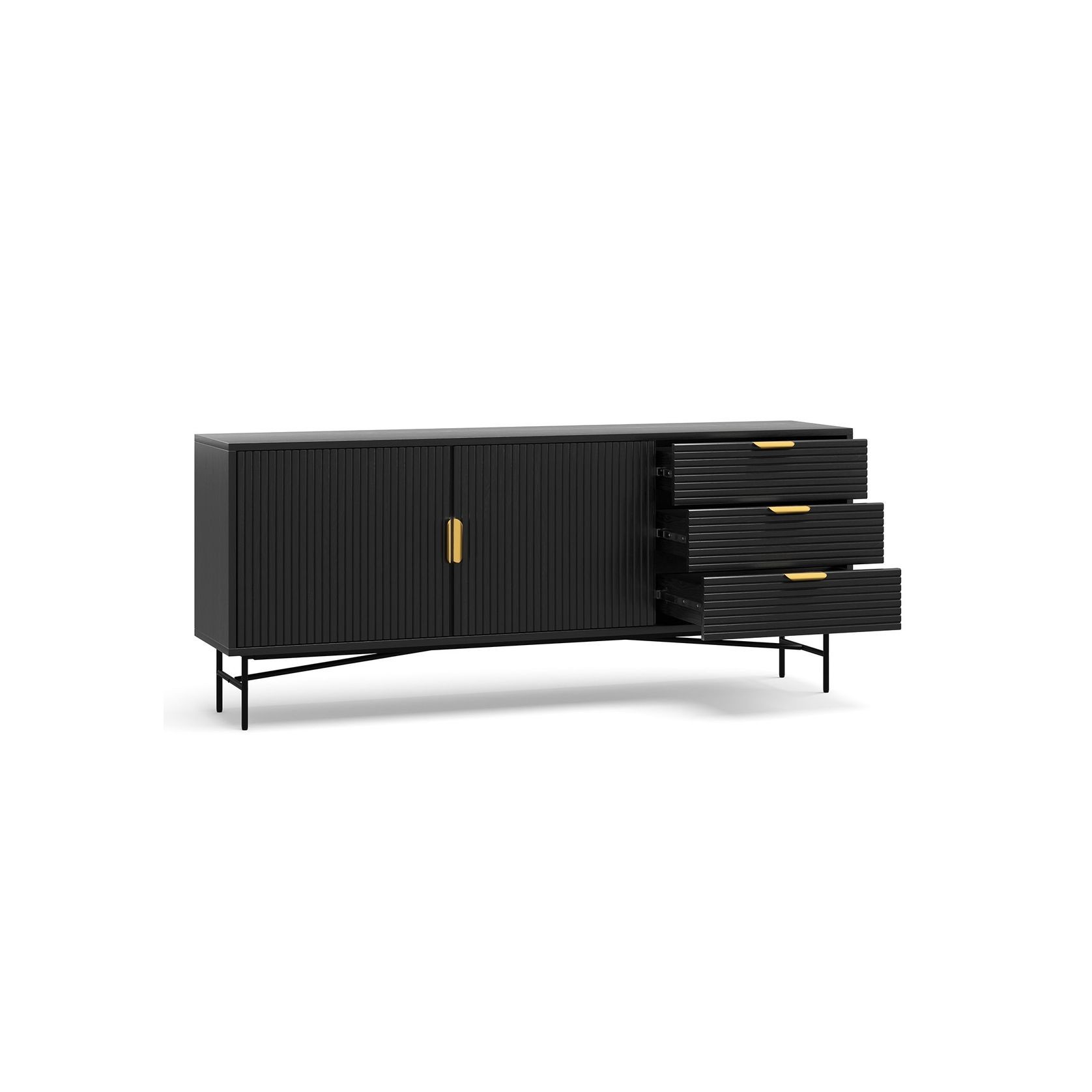 Kina Ripple Slatted Sideboard | 180cm | Black Oak gallery detail image