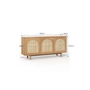 Cove 3 Door Rattan Arch Sideboard Buffet | Natural Oak gallery detail image