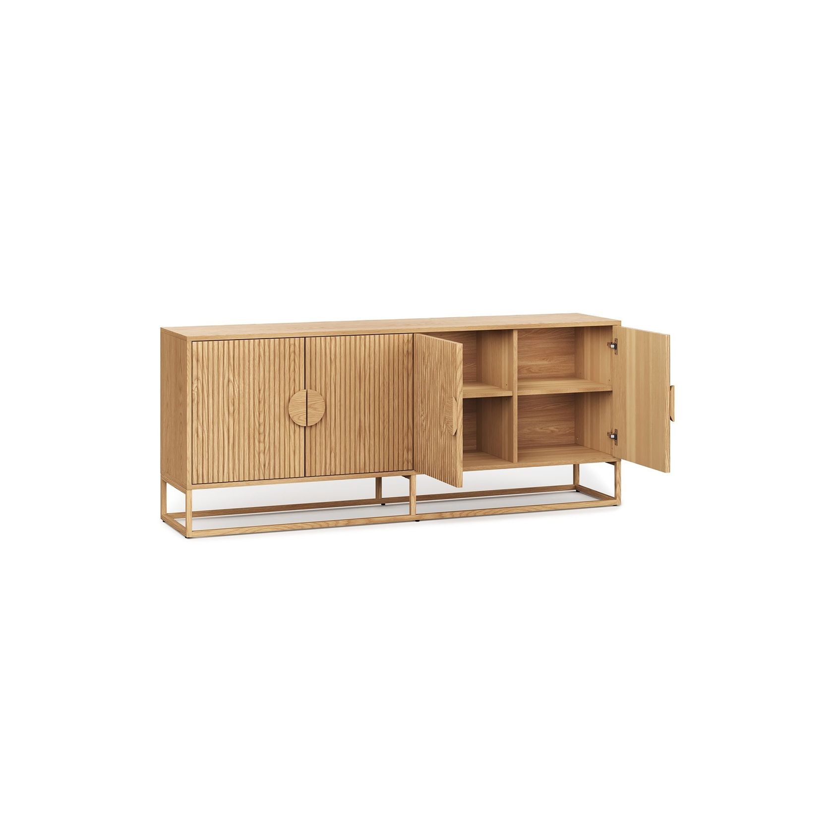 Braxton Ripple Slatted Sideboard | 180cm | Natural Oak gallery detail image