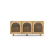 Cove 3 Door Fluted Glass Arch Sideboard Buffet | Natural Oak gallery detail image