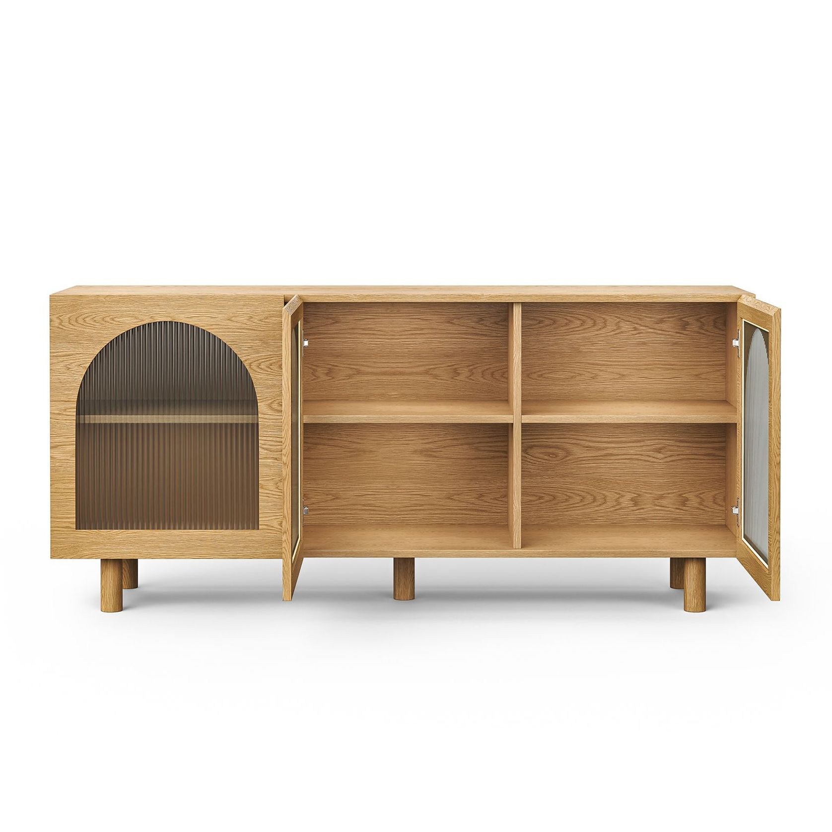 Cove 3 Door Fluted Glass Arch Sideboard Buffet | Natural Oak gallery detail image