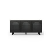 Cove 3 Door Fluted Glass Arch Sideboard Buffet | Black Oak gallery detail image