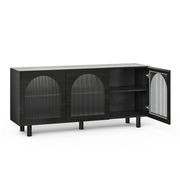 Cove 3 Door Fluted Glass Arch Sideboard Buffet | Black Oak gallery detail image