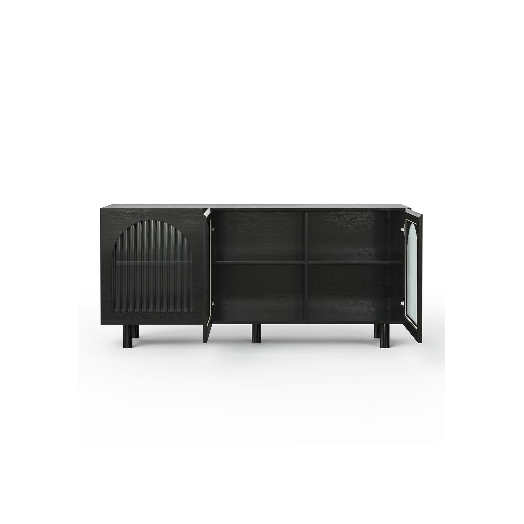Cove 3 Door Fluted Glass Arch Sideboard Buffet | Black Oak gallery detail image