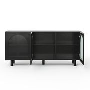 Cove 3 Door Fluted Glass Arch Sideboard Buffet | Black Oak gallery detail image