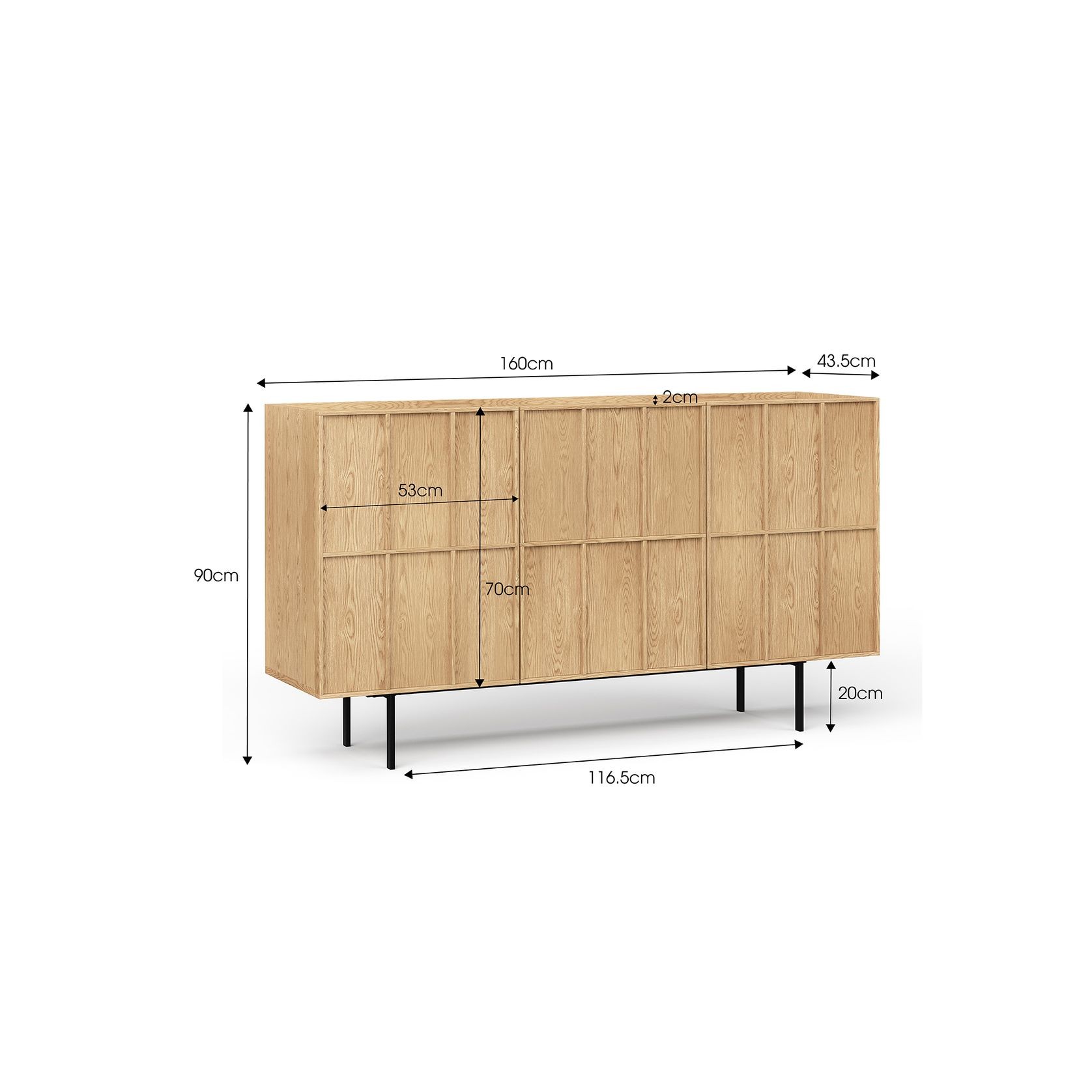 Linea 160cm Sideboard Cabinet Natural Oak | L3 Home gallery detail image