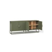 Braxton Ripple Slatted Sideboard | 180cm | Olive Green gallery detail image