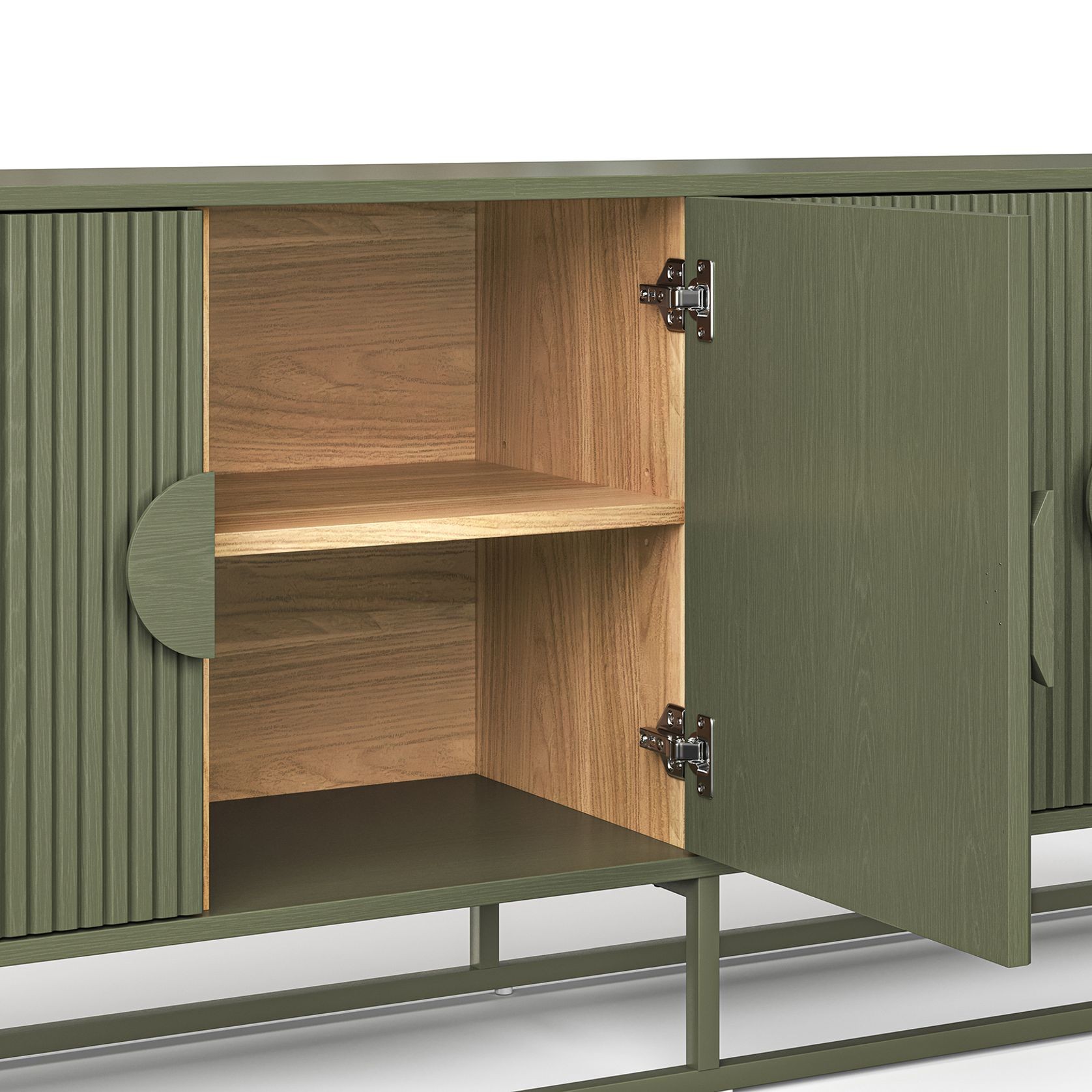 Braxton Ripple Slatted Sideboard | 180cm | Olive Green gallery detail image