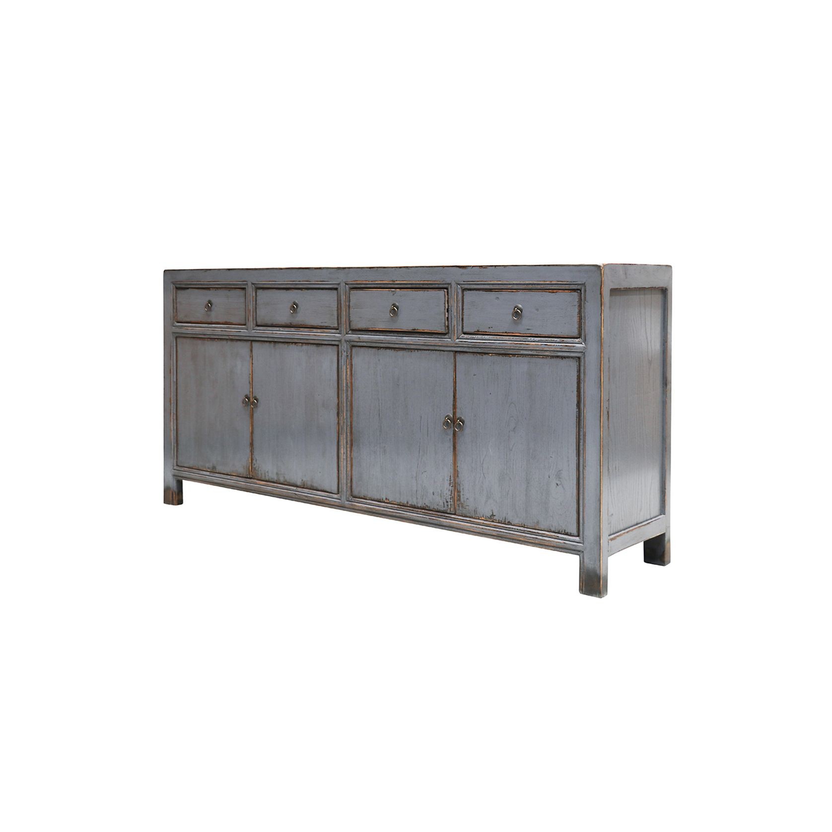 Oriental Painted 4 Door Sideboard - Vintage Grey Blue gallery detail image