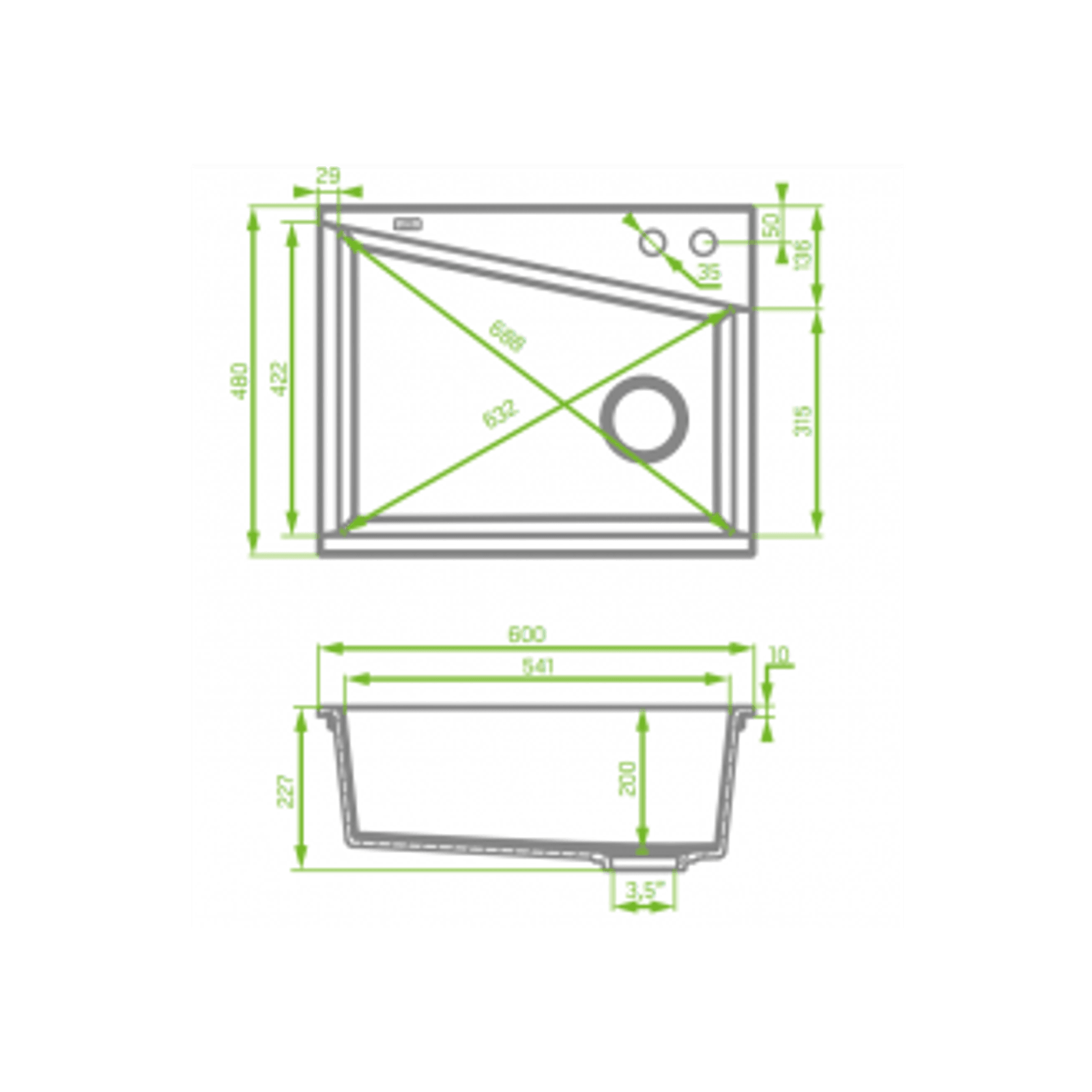 Laveo Granite Stone Sink Single Bowl gallery detail image