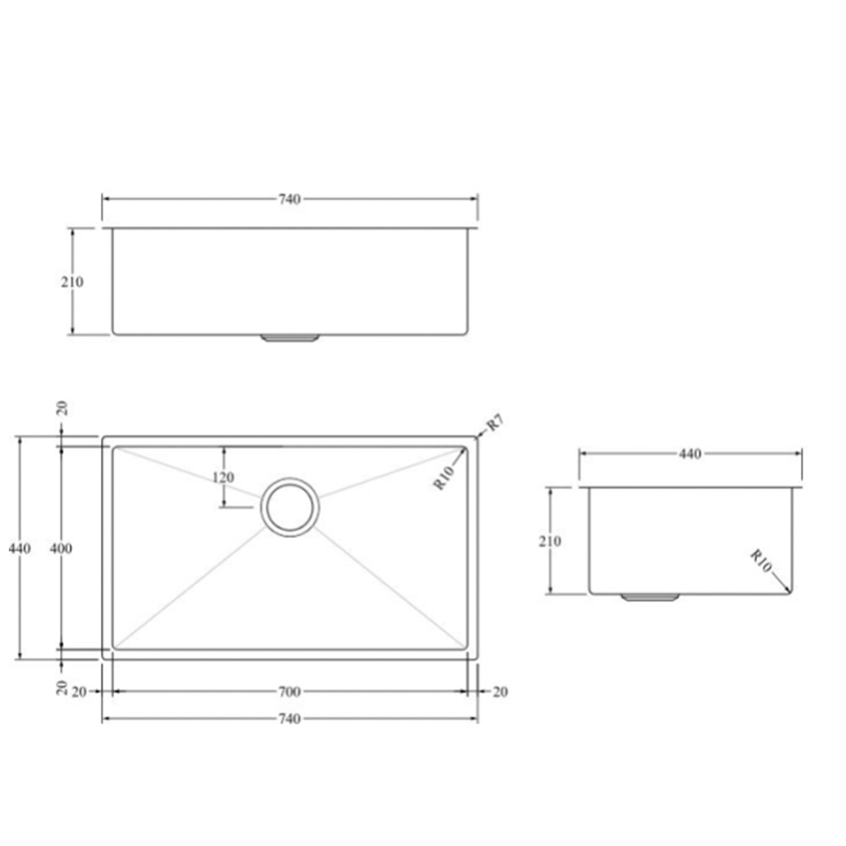 Aspen PVD 700mm Single Kitchen Sinks gallery detail image