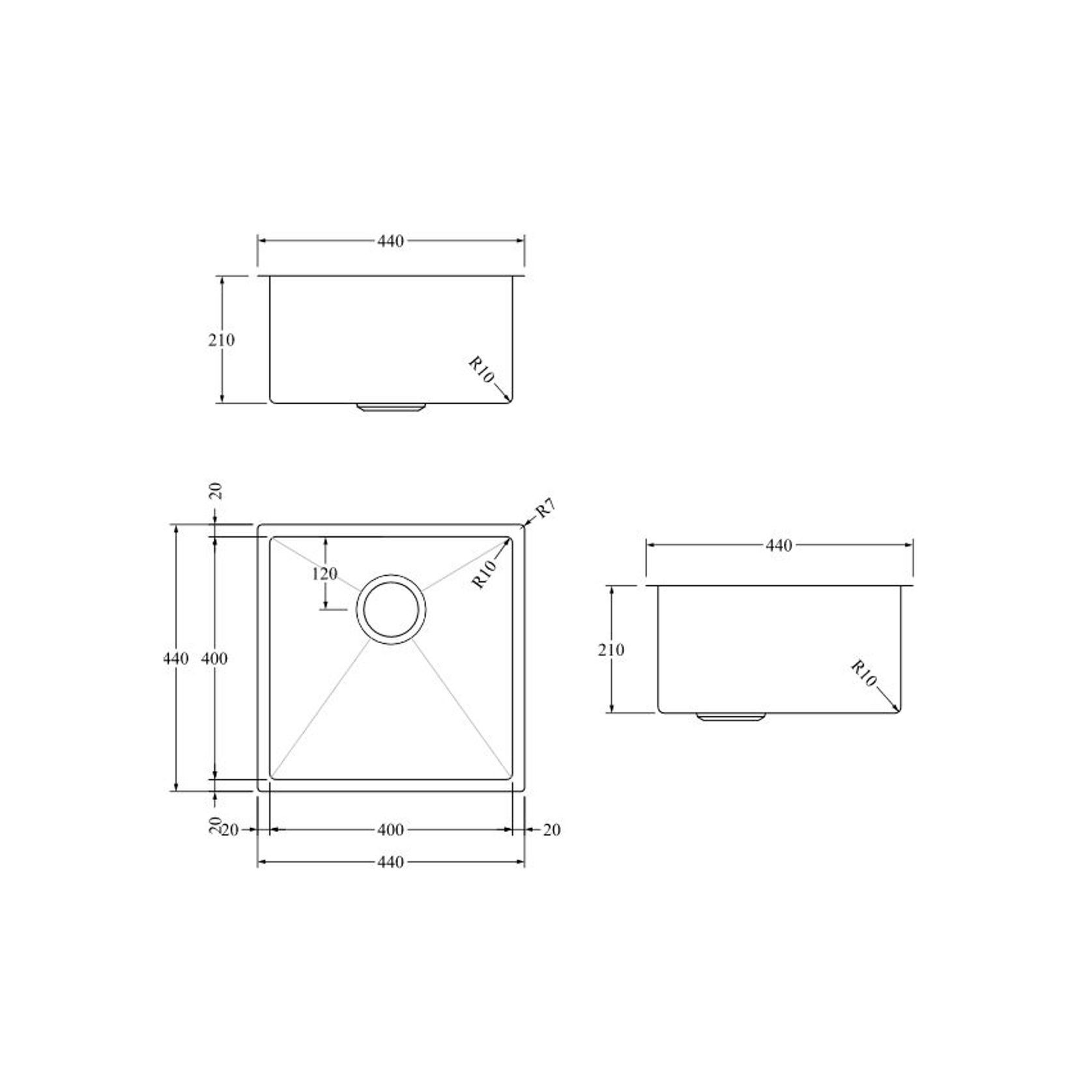 Aspen PVD 400mm Single Kitchen Sink Matte Black gallery detail image