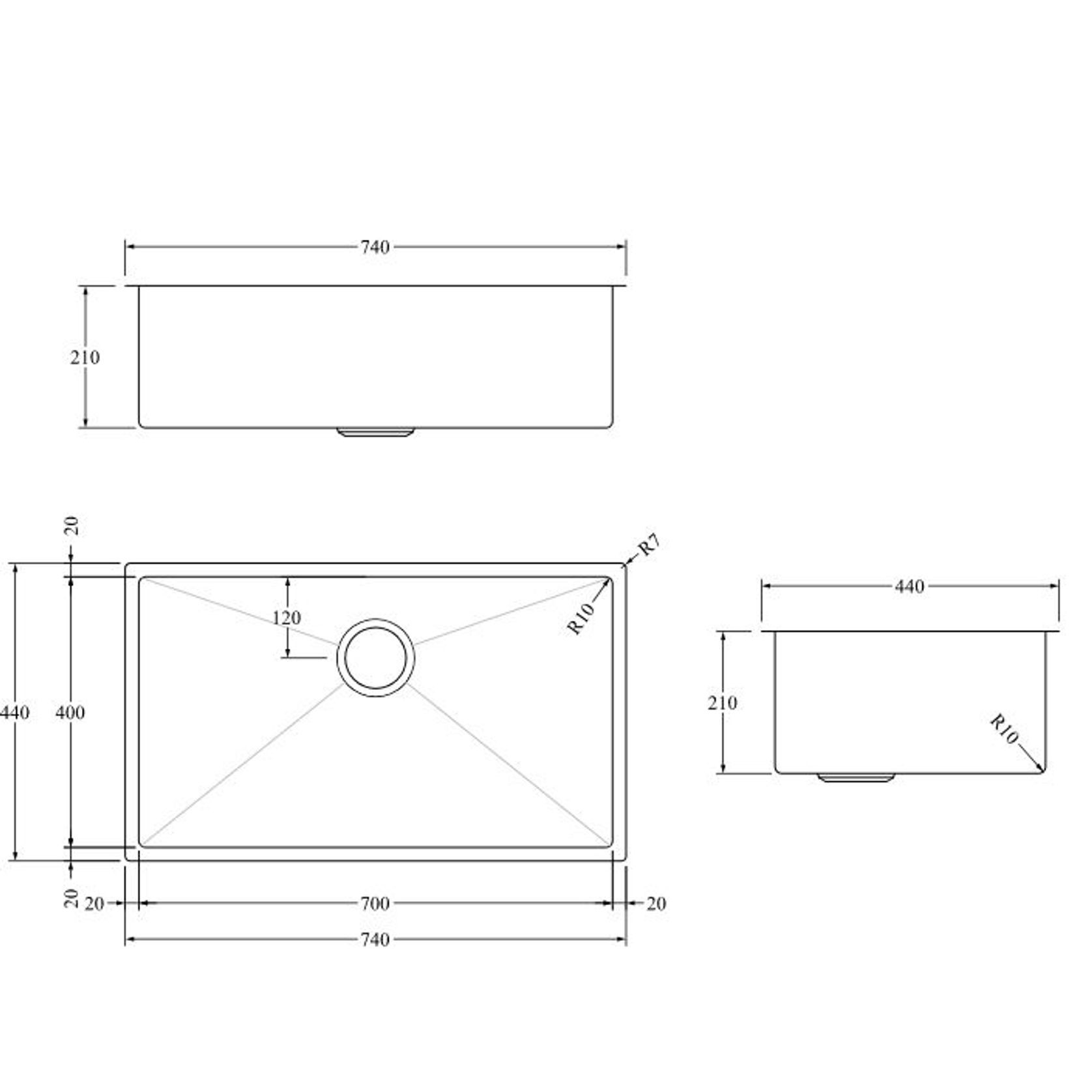 Aspen PVD 700mm Single Kitchen Sink Gun Metal gallery detail image
