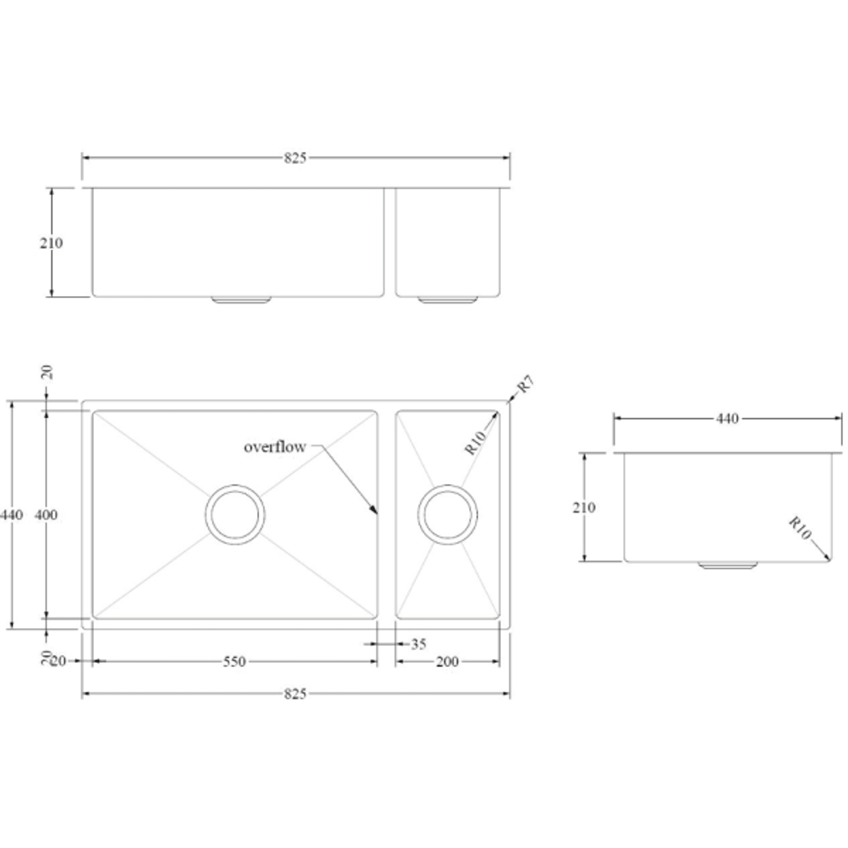 Aspen PVD 550 /200mm Dual Kitchen Sinks gallery detail image