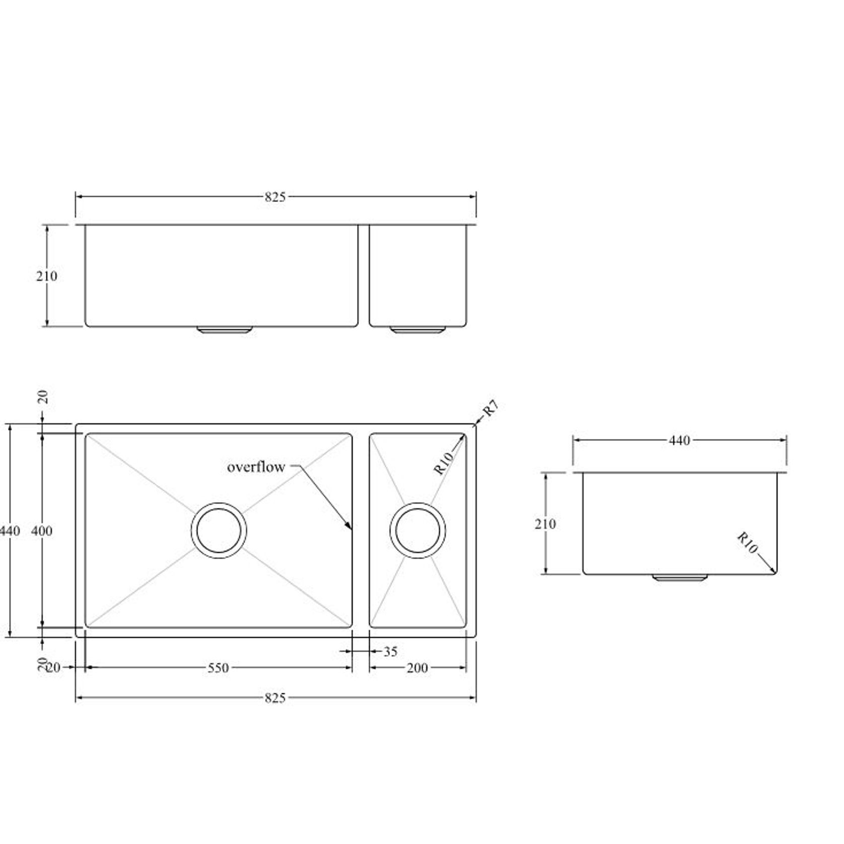 Aspen PVD 550/200mm Dual Kitchen Sink Gun Metal gallery detail image