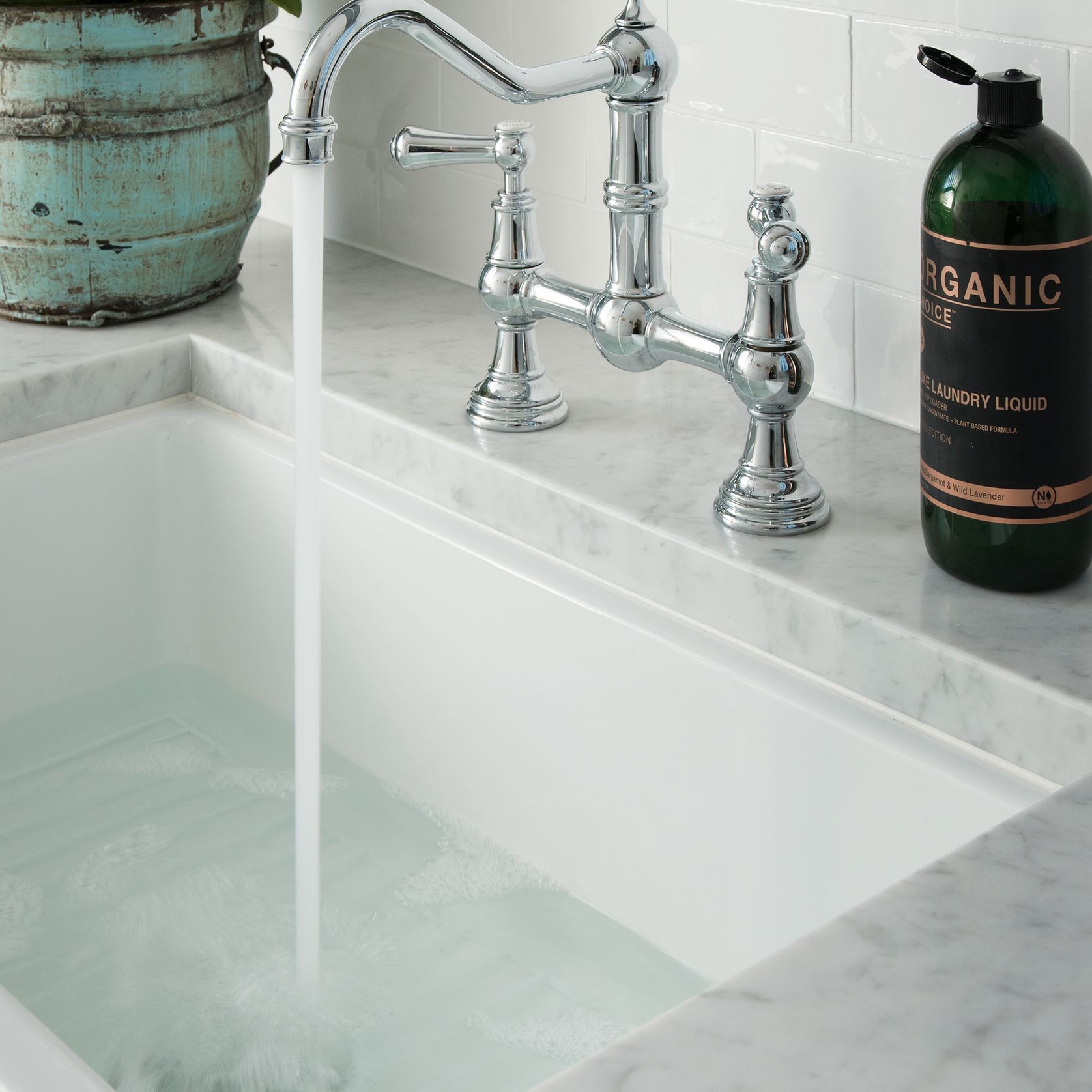 Acquello - White fireclay sink with waste and rack 760 x 460 x 250mm gallery detail image