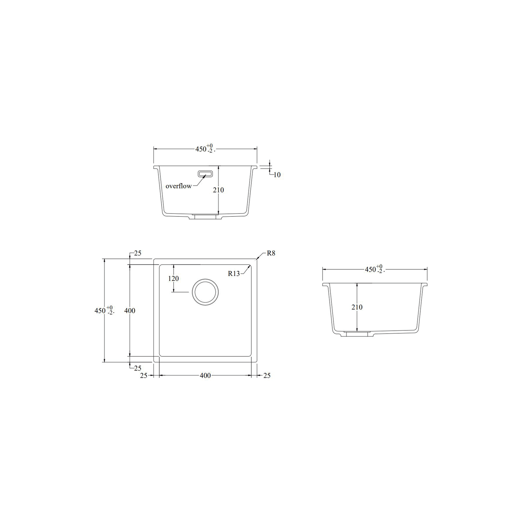 Aura Granite 400mm Single Kitchen Sink Matte White gallery detail image