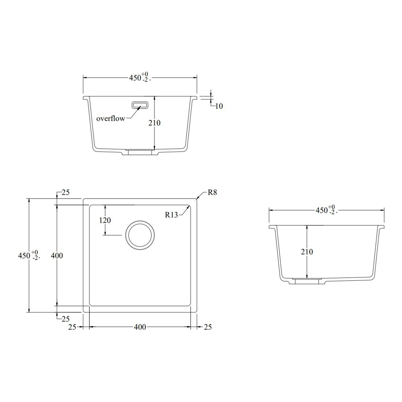 Aura Granite 400mm Single Kitchen Sink Matte White gallery detail image